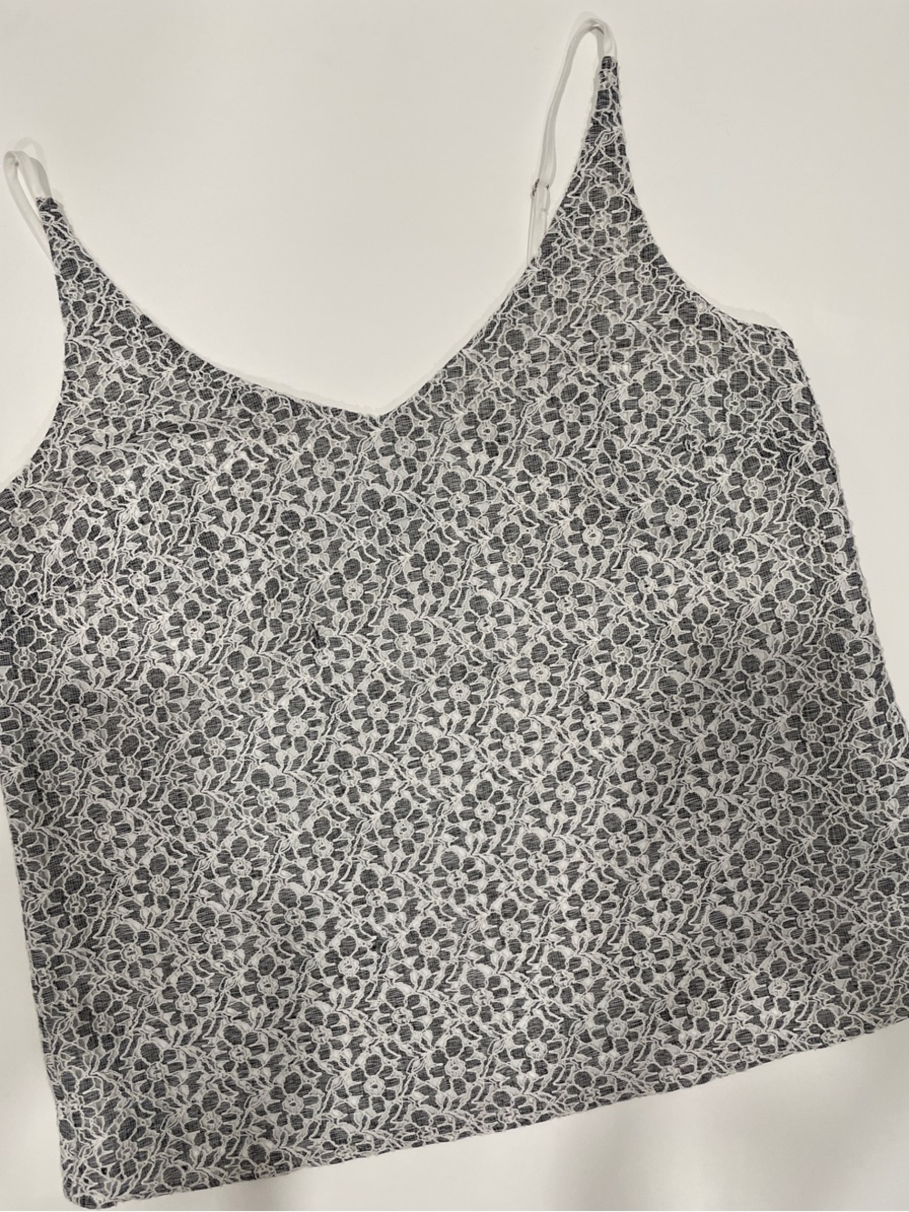 Banana Republic Gray and White Floral Lace Camisole